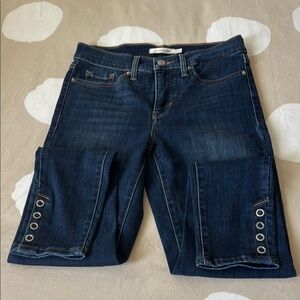 Levi's Blue Ankle Cropped Jeans with Grommet Detailing